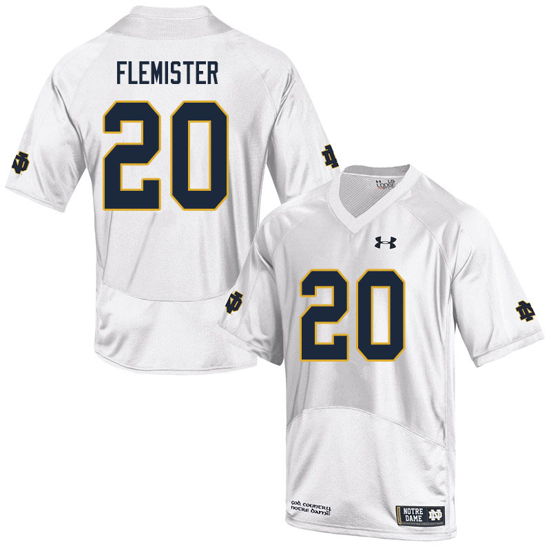 Men's NCAA Notre Dame Fighting Irish #20 C'Bo Flemister Stitched College Under Armour Authentic White Football Jersey SE10N45HE